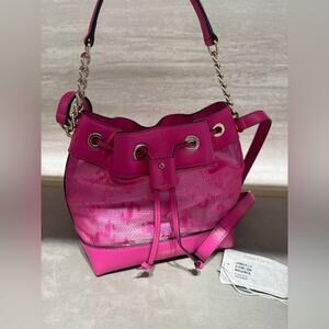 Jimmy Choo Juno Mesh & Leather Bucket Bag